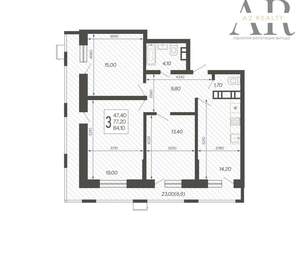 3-к квартира, вторичка, 78м2, 2/12 этаж