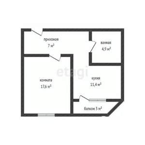 1-к квартира, вторичка, 42м2, 14/22 этаж