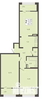 2-к квартира, вторичка, 85м2, 8/8 этаж