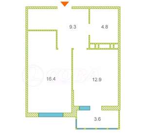 1-к квартира, вторичка, 43м2, 9/15 этаж