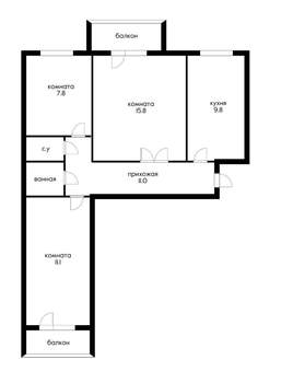 3-к квартира, вторичка, 70м2, 3/9 этаж