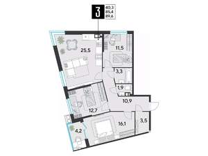 3-к квартира, вторичка, 90м2, 4/18 этаж