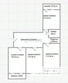 3-к квартира, вторичка, 91м2, 14/16 этаж