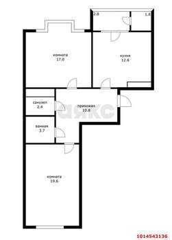 2-к квартира, вторичка, 71м2, 13/24 этаж