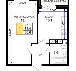 1-к квартира, вторичка, 37м2, 7/16 этаж