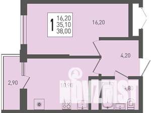 1-к квартира, вторичка, 38м2, 13/24 этаж