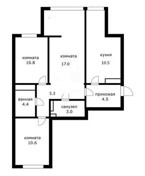 3-к квартира, вторичка, 65м2, 7/10 этаж