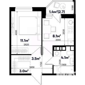 1-к квартира, строящийся дом, 31м2, 4/9 этаж