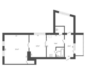 2-к квартира, вторичка, 52м2, 1/3 этаж