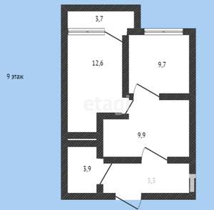 2-к квартира, вторичка, 41м2, 9/16 этаж