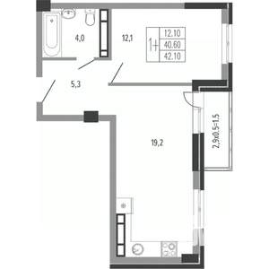 1-к квартира, вторичка, 43м2, 2/15 этаж