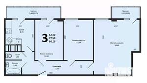 3-к квартира, вторичка, 86м2, 10/17 этаж