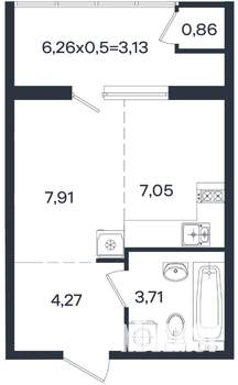 Студия квартира, вторичка, 27м2, 2/18 этаж