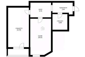 1-к квартира, вторичка, 63м2, 4/22 этаж