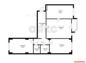 3-к квартира, вторичка, 105м2, 12/16 этаж