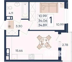 1-к квартира, вторичка, 35м2, 5/18 этаж