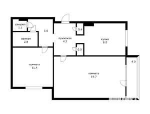 2-к квартира, вторичка, 56м2, 2/12 этаж
