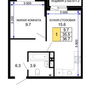 1-к квартира, вторичка, 37м2, 16/16 этаж