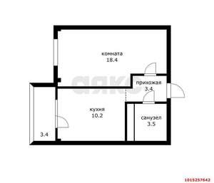 1-к квартира, вторичка, 36м2, 1/9 этаж