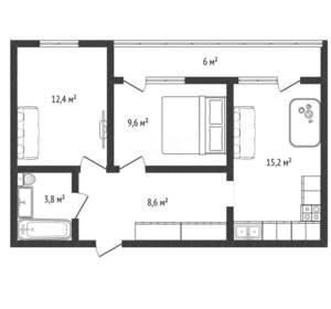 2-к квартира, вторичка, 50м2, 14/16 этаж