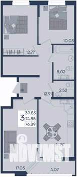 3-к квартира, вторичка, 77м2, 9/18 этаж