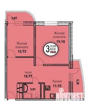 2-к квартира, вторичка, 70м2, 17/17 этаж