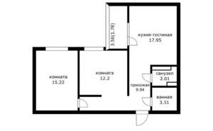 2-к квартира, вторичка, 64м2, 3/19 этаж