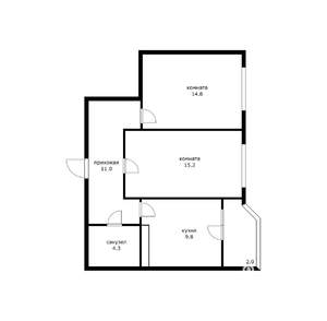 2-к квартира, вторичка, 56м2, 14/23 этаж