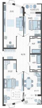 3-к квартира, строящийся дом, 93м2, 15/21 этаж