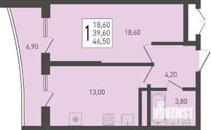 1-к квартира, вторичка, 47м2, 22/24 этаж