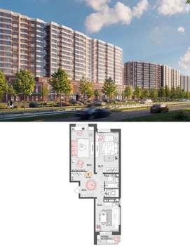 2-к квартира, вторичка, 68м2, 6/20 этаж