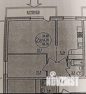 2-к квартира, сданный дом, 56м2, 6/19 этаж
