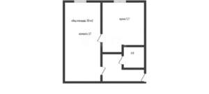 1-к квартира, вторичка, 30м2, 3/5 этаж
