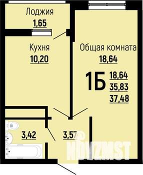 1-к квартира, строящийся дом, 37м2, 12/24 этаж