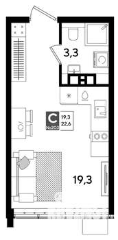 Студия квартира, строящийся дом, 23м2, 9/16 этаж