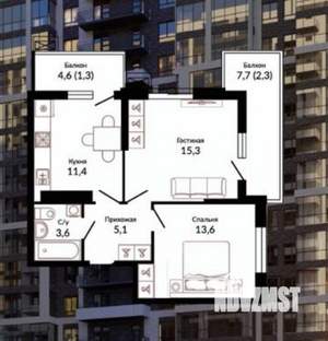 2-к квартира, вторичка, 54м2, 5/19 этаж