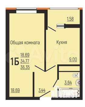 1-к квартира, вторичка, 36м2, 18/23 этаж