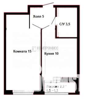 1-к квартира, вторичка, 35м2, 1/19 этаж