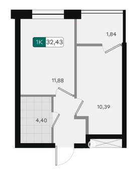 1-к квартира, вторичка, 32м2, 5/18 этаж