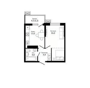 1-к квартира, вторичка, 39м2, 10/23 этаж