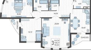 3-к квартира, вторичка, 111м2, 14/21 этаж