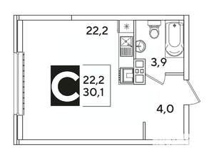 Студия квартира, вторичка, 30м2, 6/16 этаж