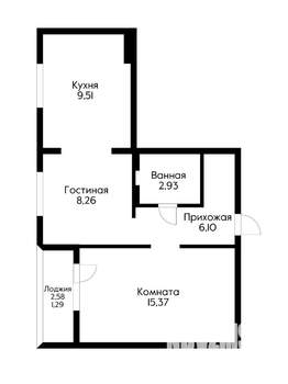 2-к квартира, вторичка, 42м2, 5/9 этаж