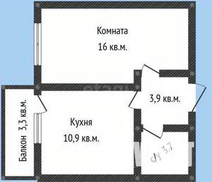 1-к квартира, вторичка, 36м2, 10/17 этаж