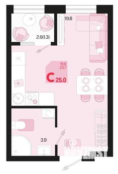 Студия квартира, вторичка, 25м2, 2/18 этаж
