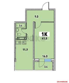 1-к квартира, вторичка, 37м2, 13/18 этаж