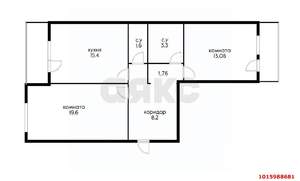 2-к квартира, вторичка, 61м2, 11/16 этаж