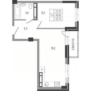 1-к квартира, вторичка, 43м2, 11/15 этаж