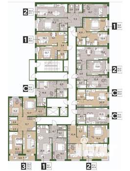 2-к квартира, строящийся дом, 61м2, 2/16 этаж