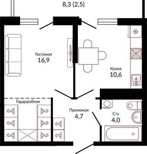 1-к квартира, вторичка, 40м2, 18/22 этаж